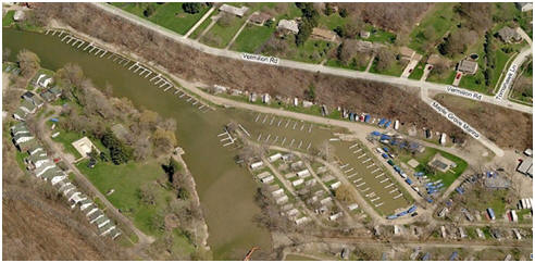 Aerial shot of Maple Grove Marina